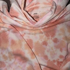 aerie Peach and Light Pink Tie-Dye Hoodie